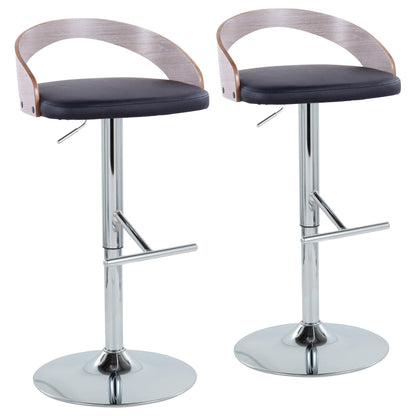 Grotto - Contemporary Adjustable Height Barstool With Swivel With Straight T Footrest (Set of 2) Lumi Source