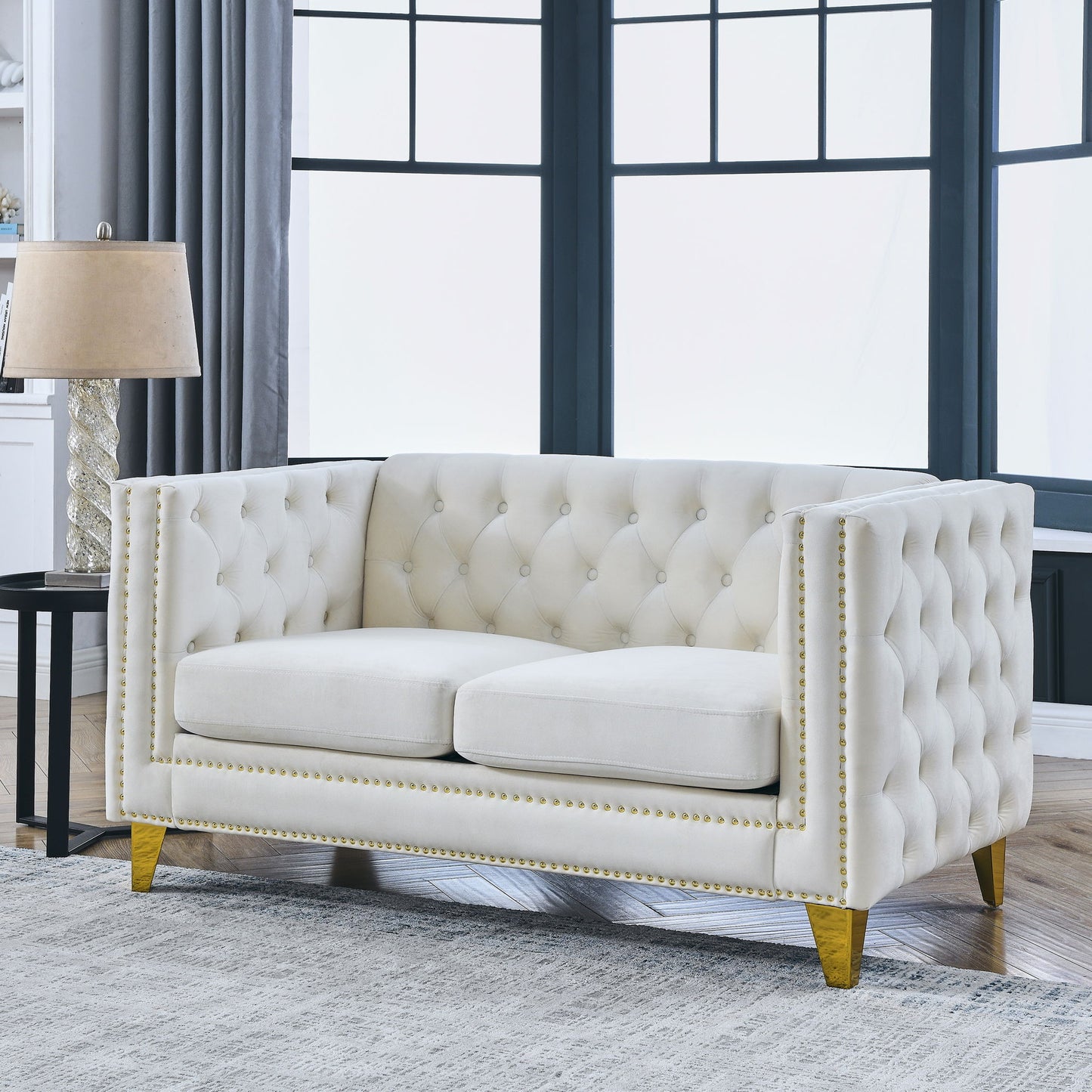 Upholstered Couch Sofa With Button Tufting For Living Room Home Essentials