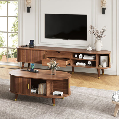 TV Stand & Coffee Table Set With Charging Station Hearth and Haven