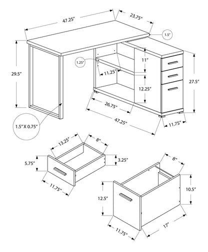 Computer Desk, Home Office, Corner, Left, Right Set - Up, Storage Drawers, L Shape, Laptop, And Contemporary & Modern 8th Street