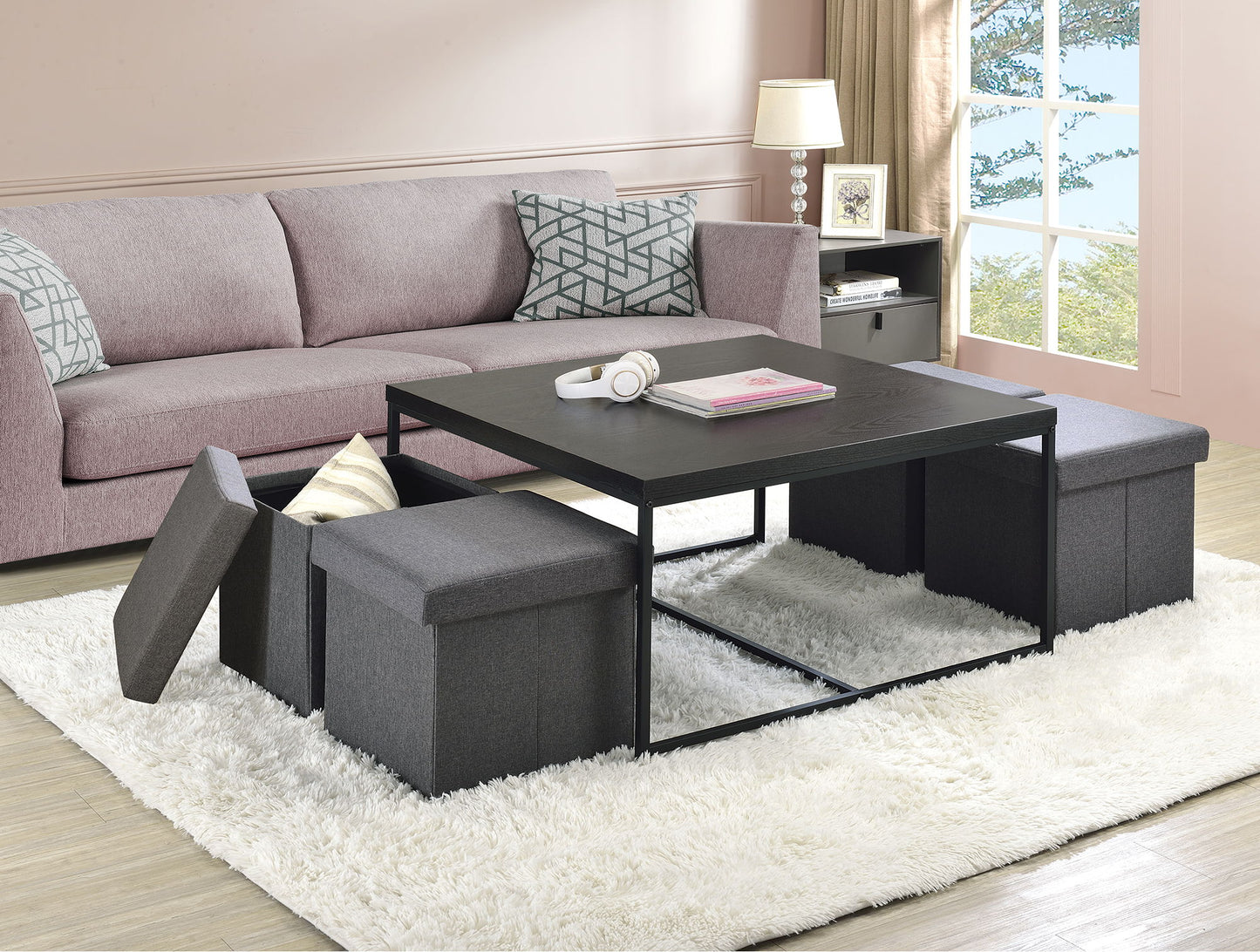 Caitlin - Wood Grain 5 Piece Coffee Table (Set of 5) Lilola Home