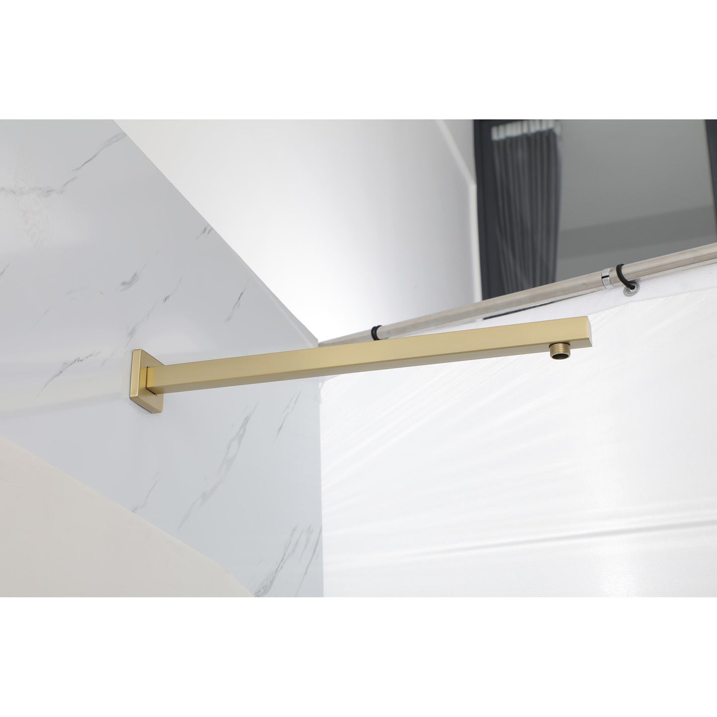 Wall Mounted Shower Arm With Flange, 16" Stainless Steel For Rain Shower Heads - Gold Daily Nest