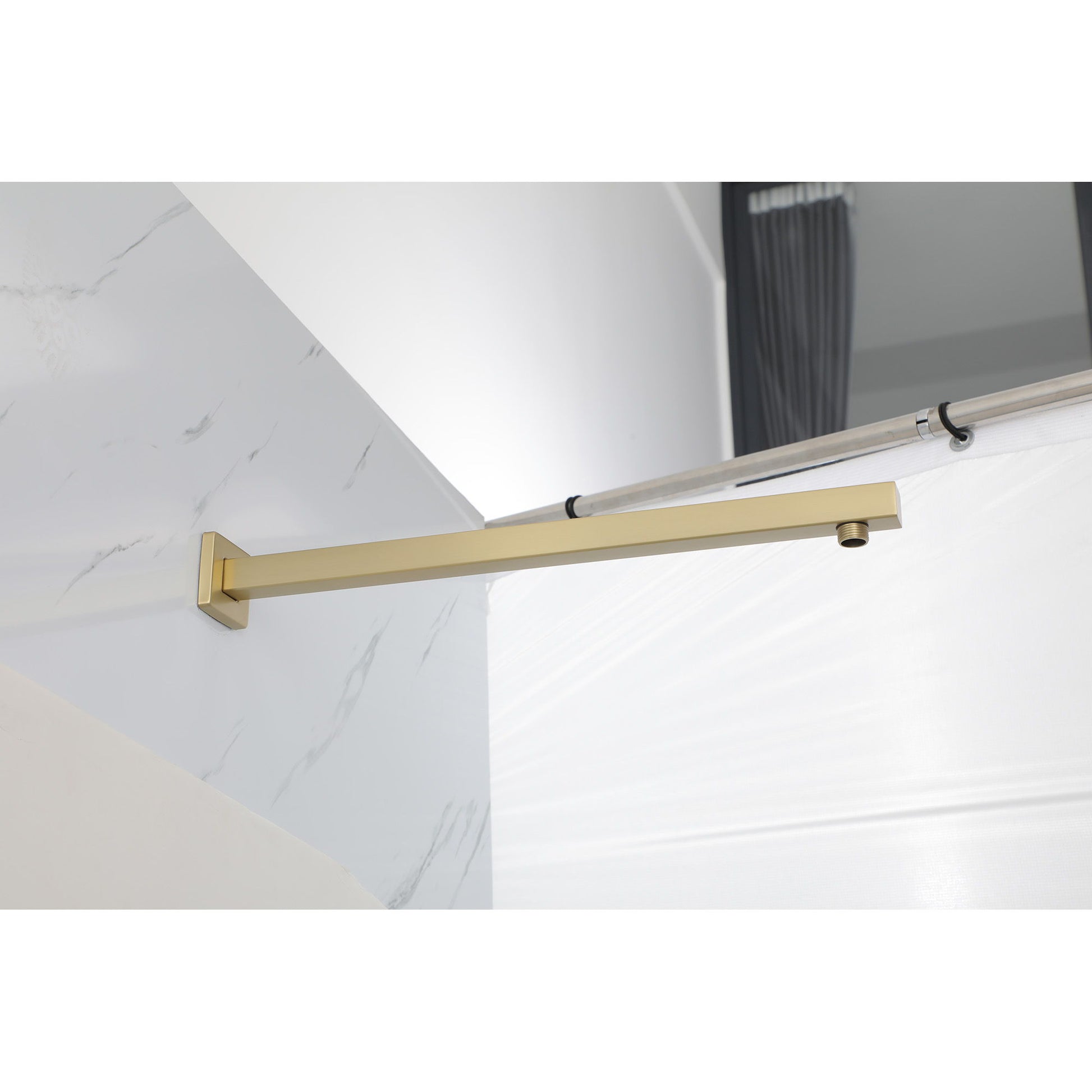 Wall Mounted Shower Arm With Flange, 16" Stainless Steel For Rain Shower Heads - Gold Daily Nest
