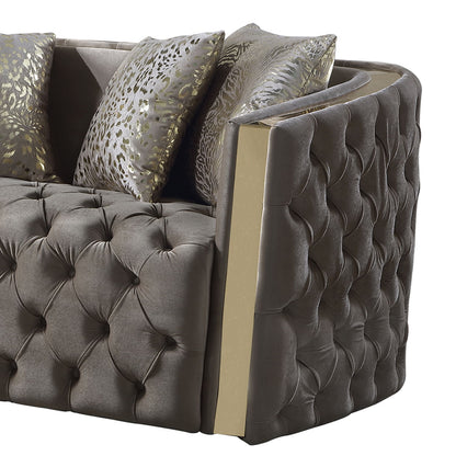 Naomi - Button Tufted Loveseat - Taupe Matrix Furniture Group