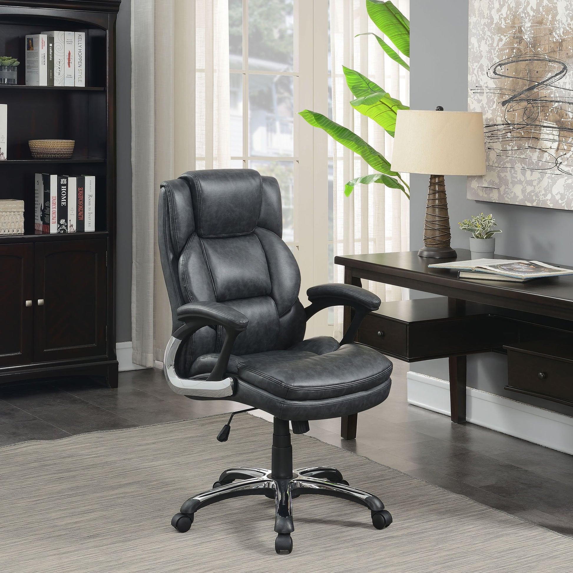Stanton - Upholstered Adjustable Chair With Padded Arms And Adjustable Height - Gray Furniture Max