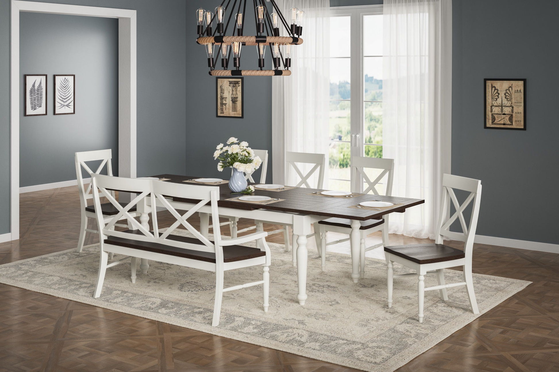 Mountina - Bench - Brown / White Emerald Home