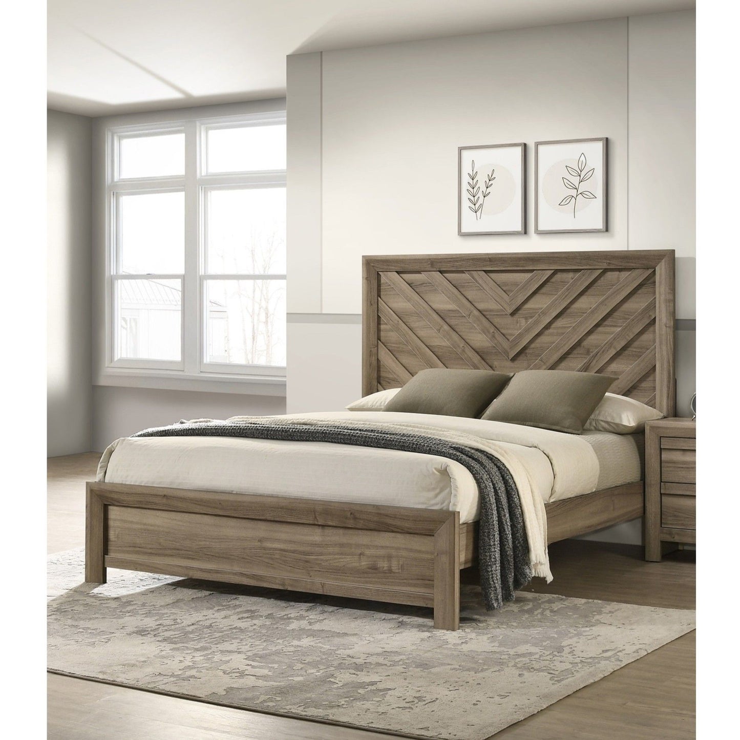 Modern Chevron Patterned Headboard Bed Home Essentials