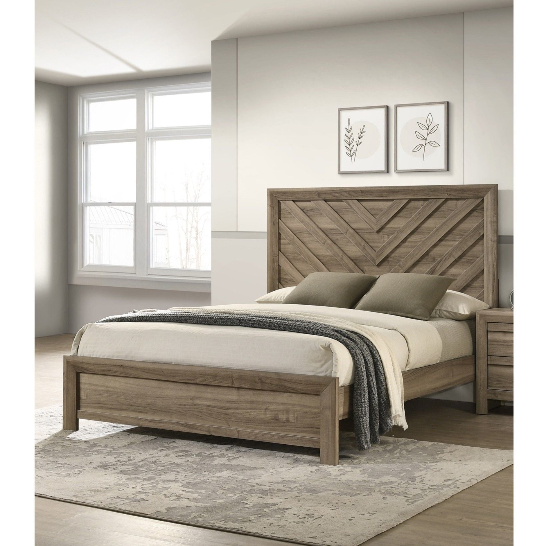 Modern Chevron Patterned Headboard Bed Home Essentials