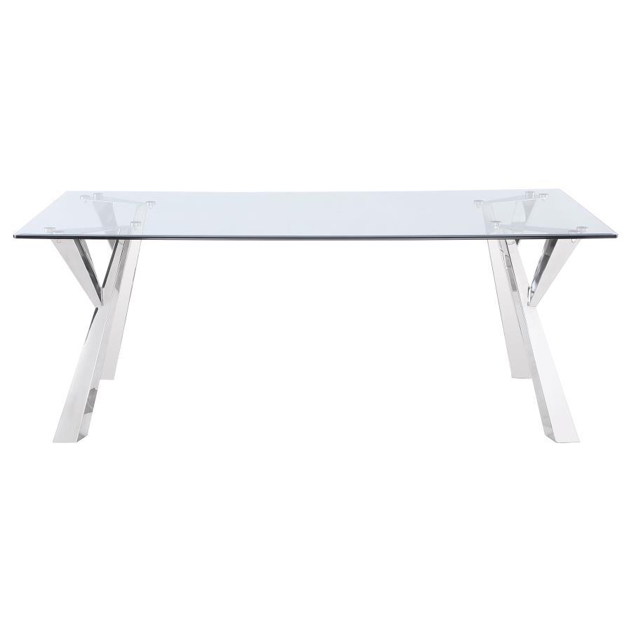 Alaia - Rectangular Glass Top Dining Table - Chrome Coaster Fine Furniture