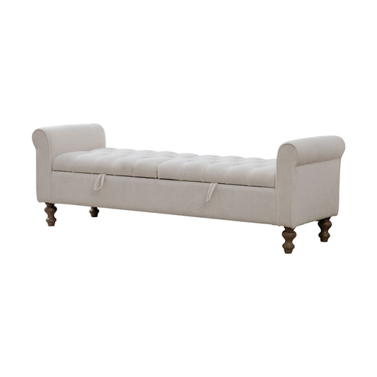 Modern Upholstered Storage Bench With Rolled Armrests] Home Essentials