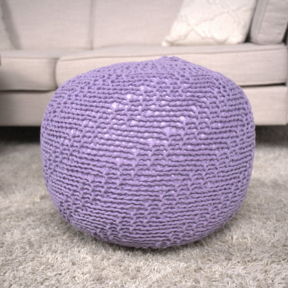Bordeaux - Knitted Cotton Round Pouf Ottoman Home Essentials