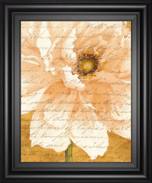 Beautiful Cream Peonies Script Il By Patricia Pinto - Framed Print Wall Art - Gold