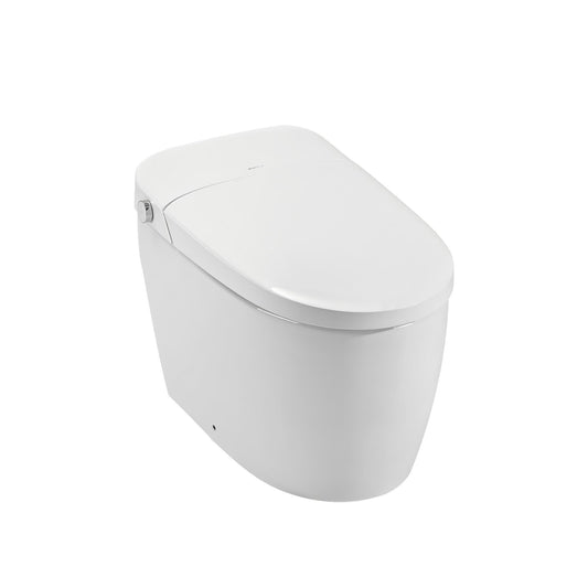 Smart 1 Piece Bidet Toilet With Warm Air Dryer Heated Seat LED Night Light Auto Open / Close - White Daily Nest