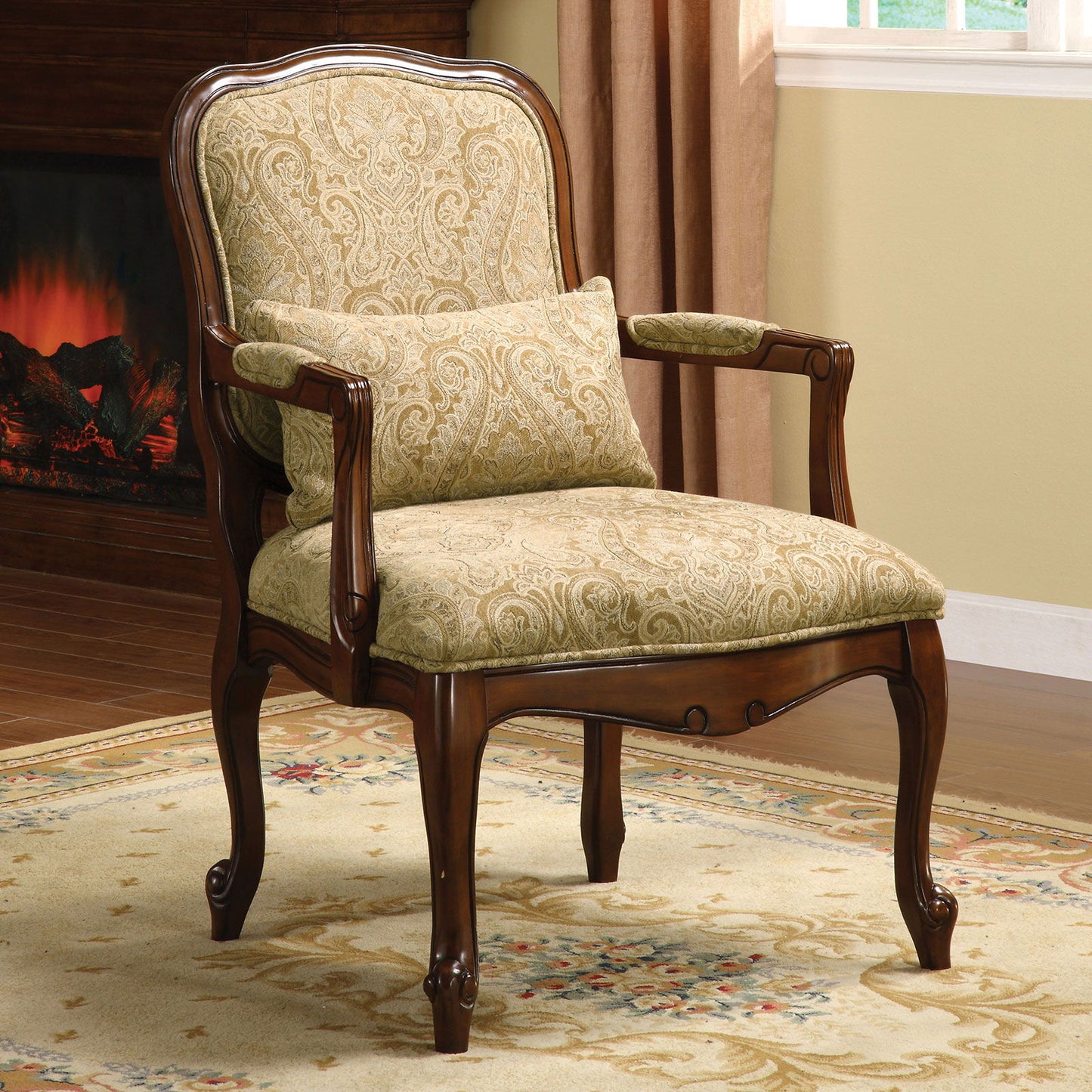 Waterville - Accent Chair - Beige / Dark Cherry