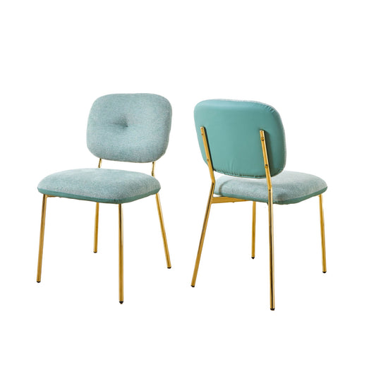 Modern Dining Chairs (Set of 2) Upholstered Accent Chairs With Metal Legs Space Saving Contemporary Seating - Green Hearth and Haven