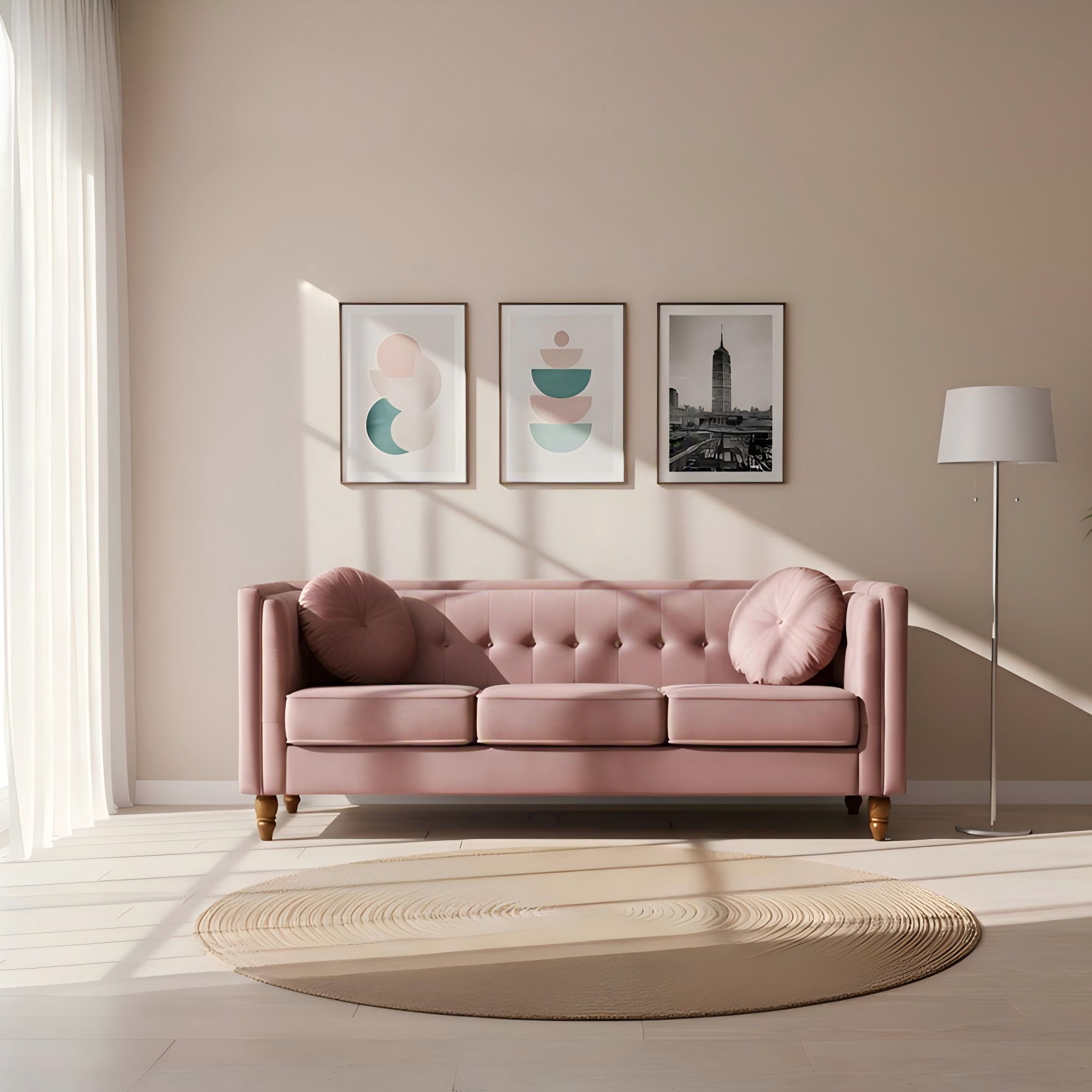 Chesterfield Sofa With Square Arms For Living Room US Pride