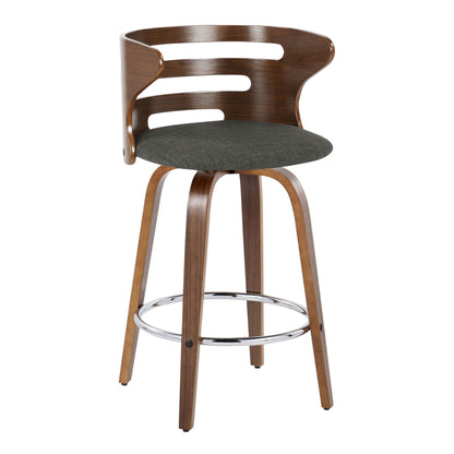 Cosini - Mid Century Modern Fixed Height Barstool With Swivel With Round Footrest (Set of 2) Lumi Source