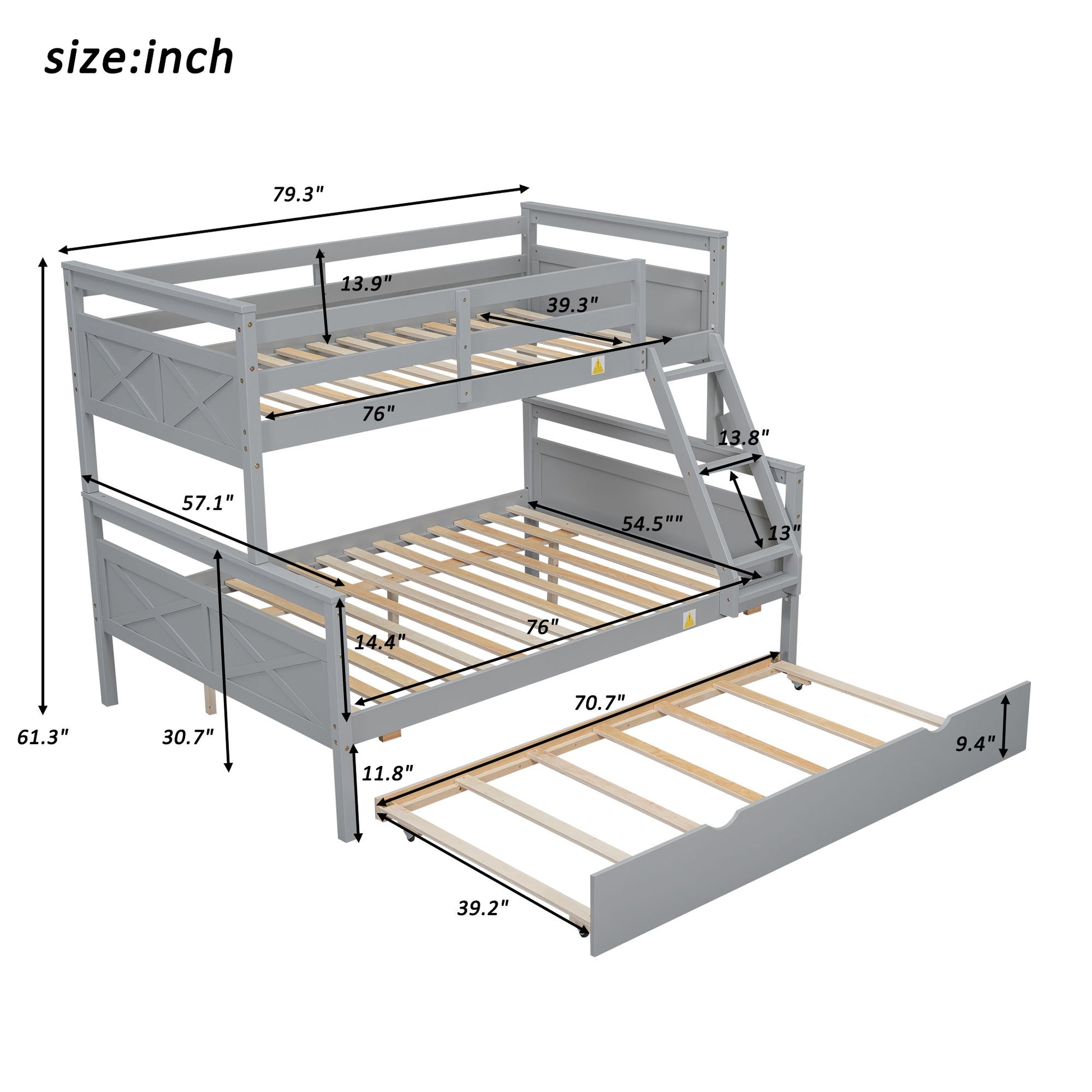 Bunk Bed With Ladder And Safety Guardrail Hearth and Haven