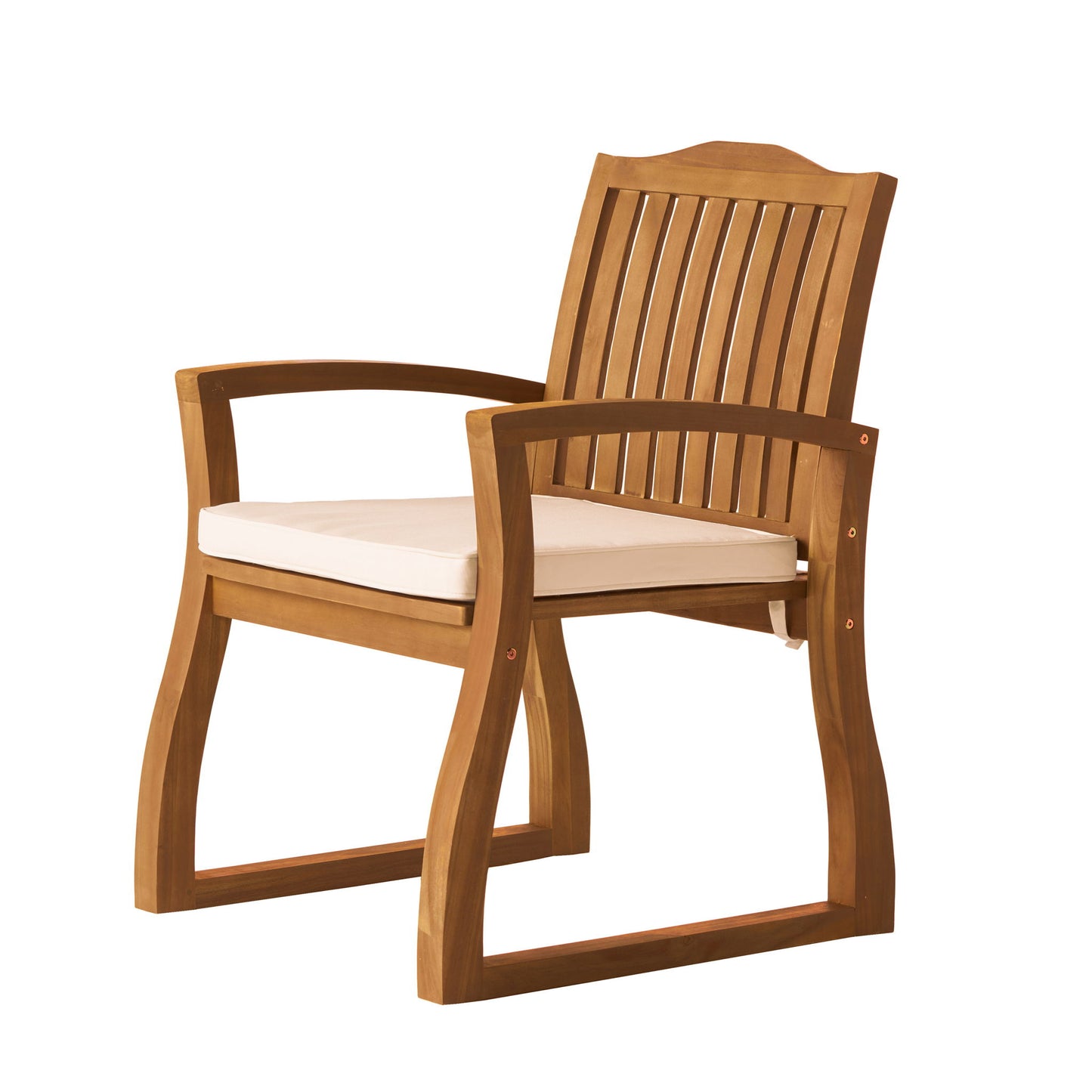 Della - Wood Armchair (Set of 2) Outdoor Dining Chairs - Cream Noble House
