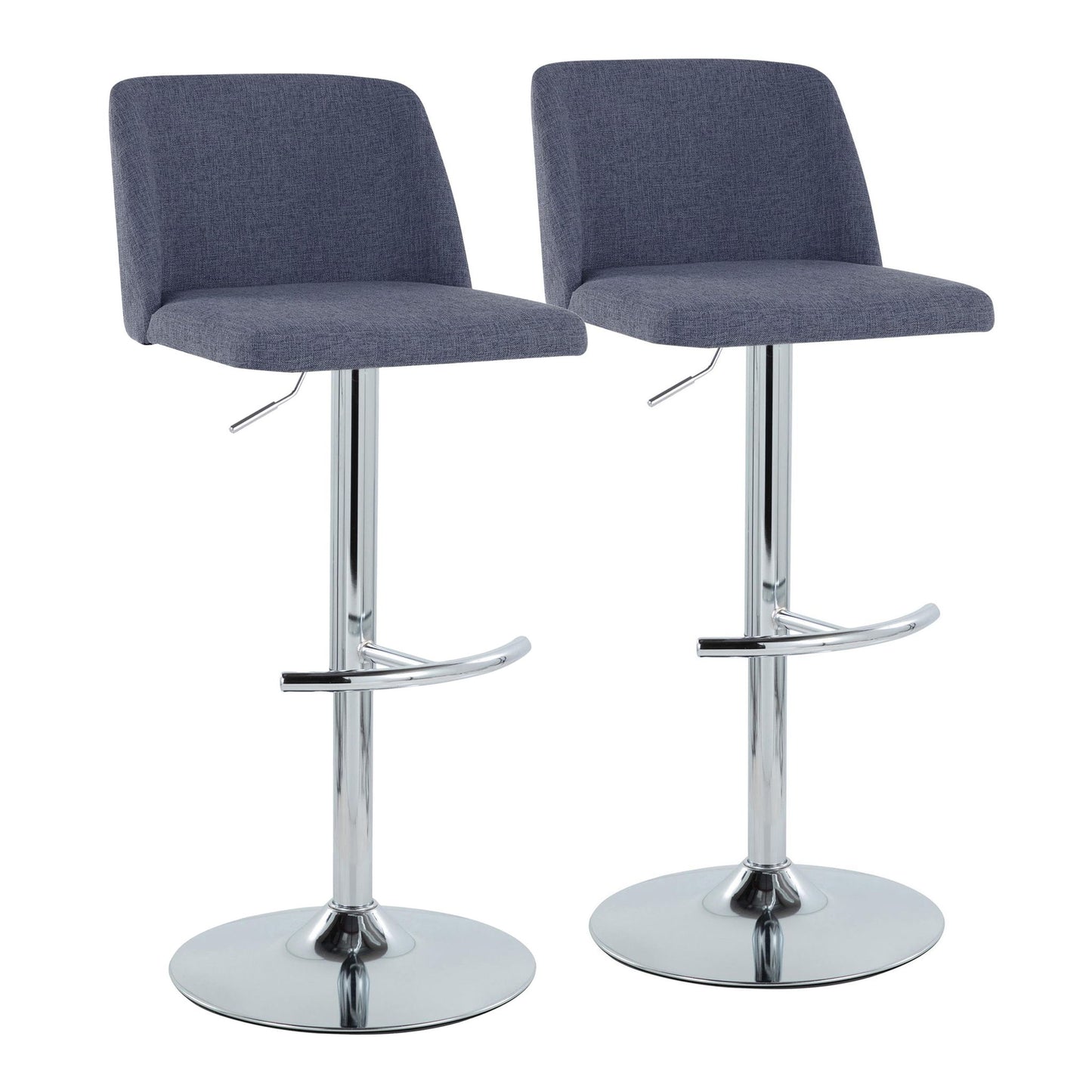 Toriano - Contemporary Adjustable Barstool With Swivel & Rounded T Footrest (Set of 2) Lumi Source
