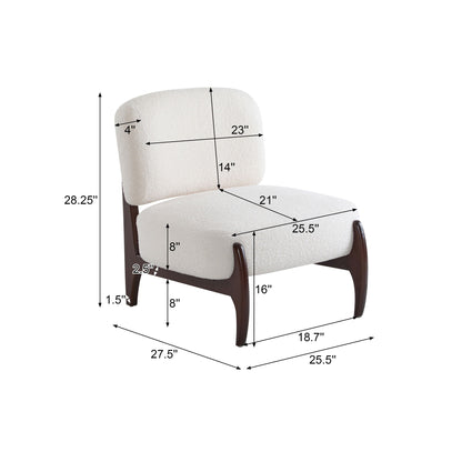 Modern Boucle Lounge Chair With Solid Wood Fram Noble House