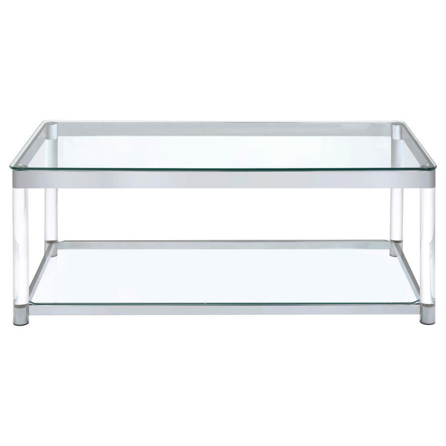 Anne - Rectangular Glass Top Acrylic Leg Coffee Table - Chrome