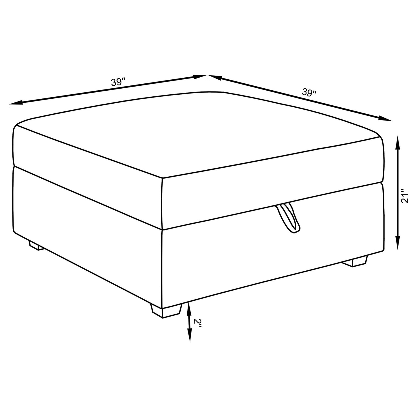 Austin - Square Upholstered Ottoman - Gray Furniture Max