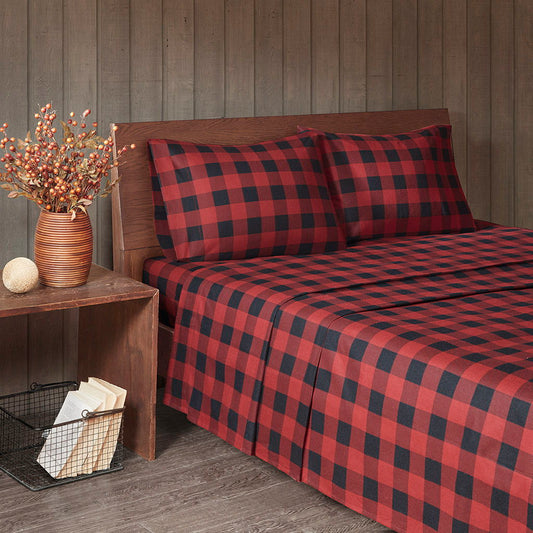 California King Sheet Set - Red / Black Buffalo Check Woolrich