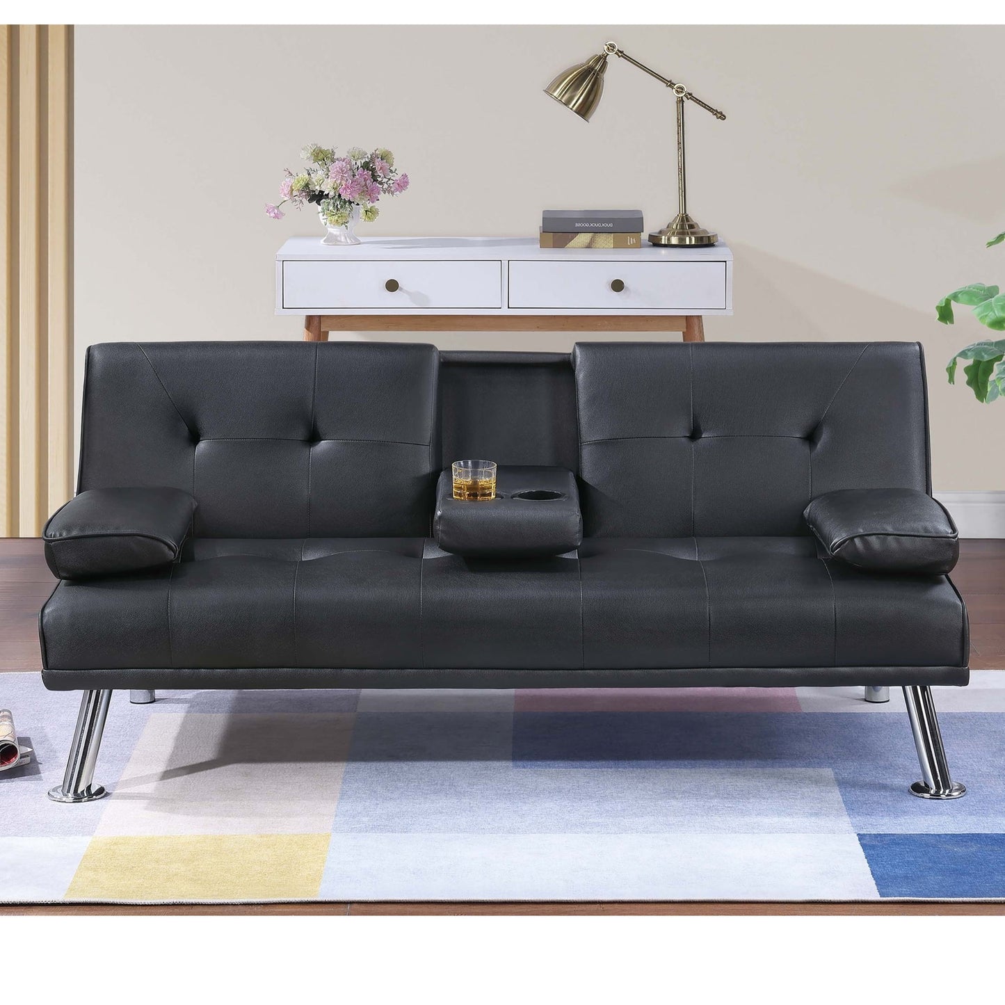 Adjustable Sofa With Fold Down Table And Cup Holders Home Essentials