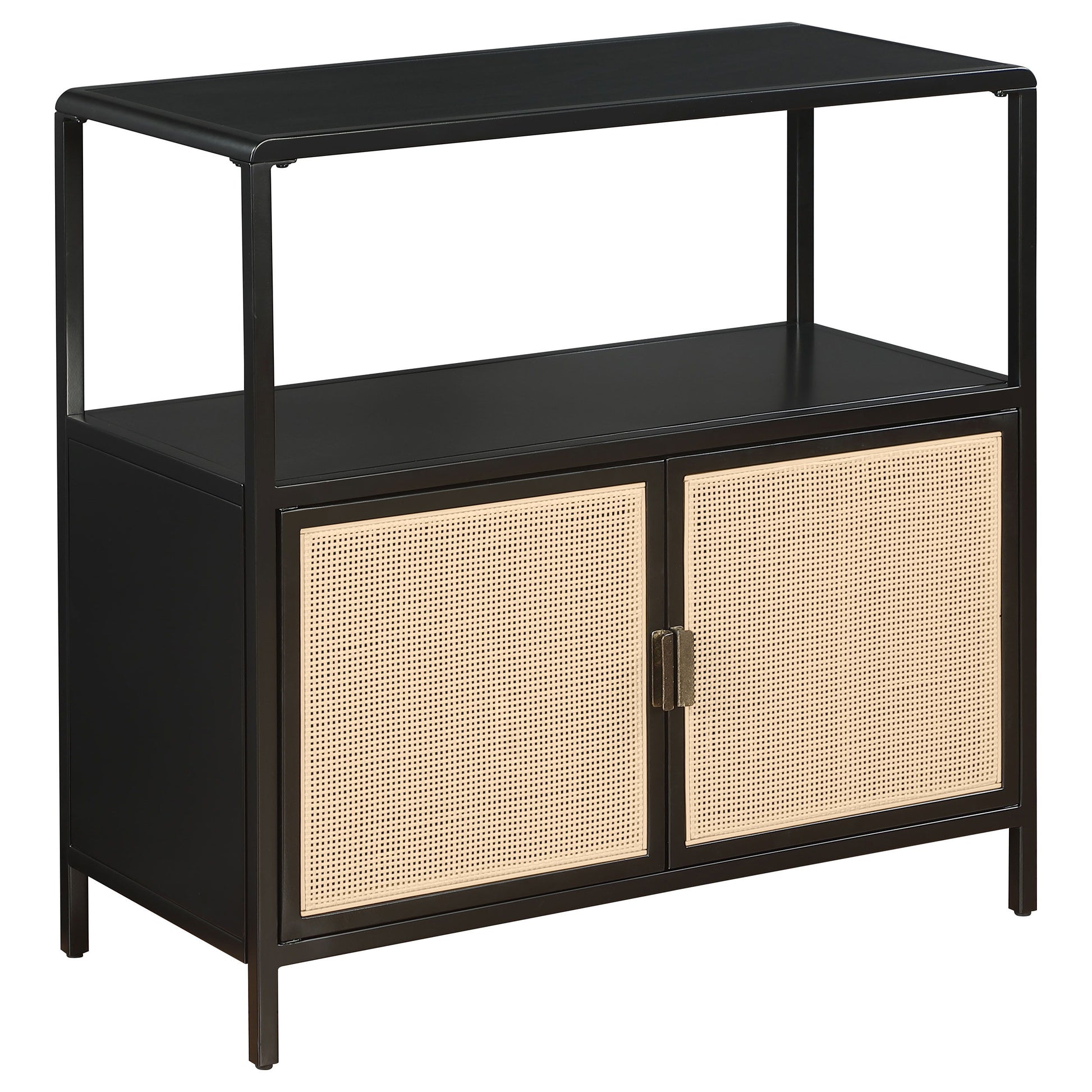 Amherst - 2-Door Radio Weave Cane Metal Accent Cabinet - Snoozhouse