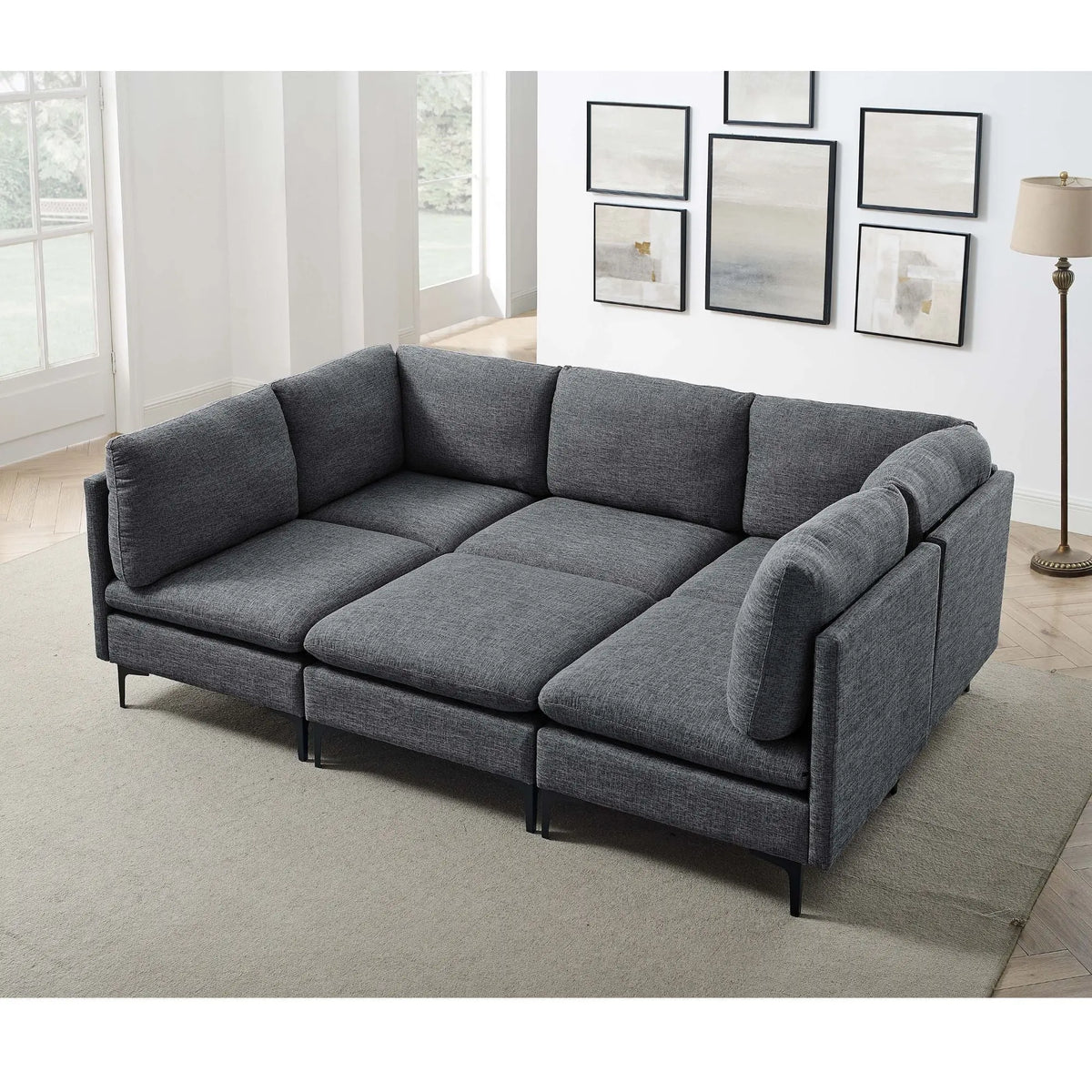 Upholstered Modular Sectional & Tall Legs Home Essentials