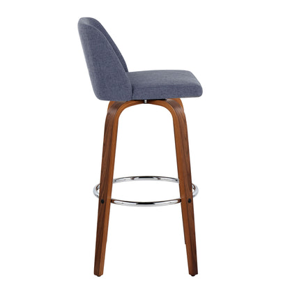 Toriano - Mid Century Modern Fixed Height, Barstool With Swivel With Round Footrest (Set of 2) Lumi Source