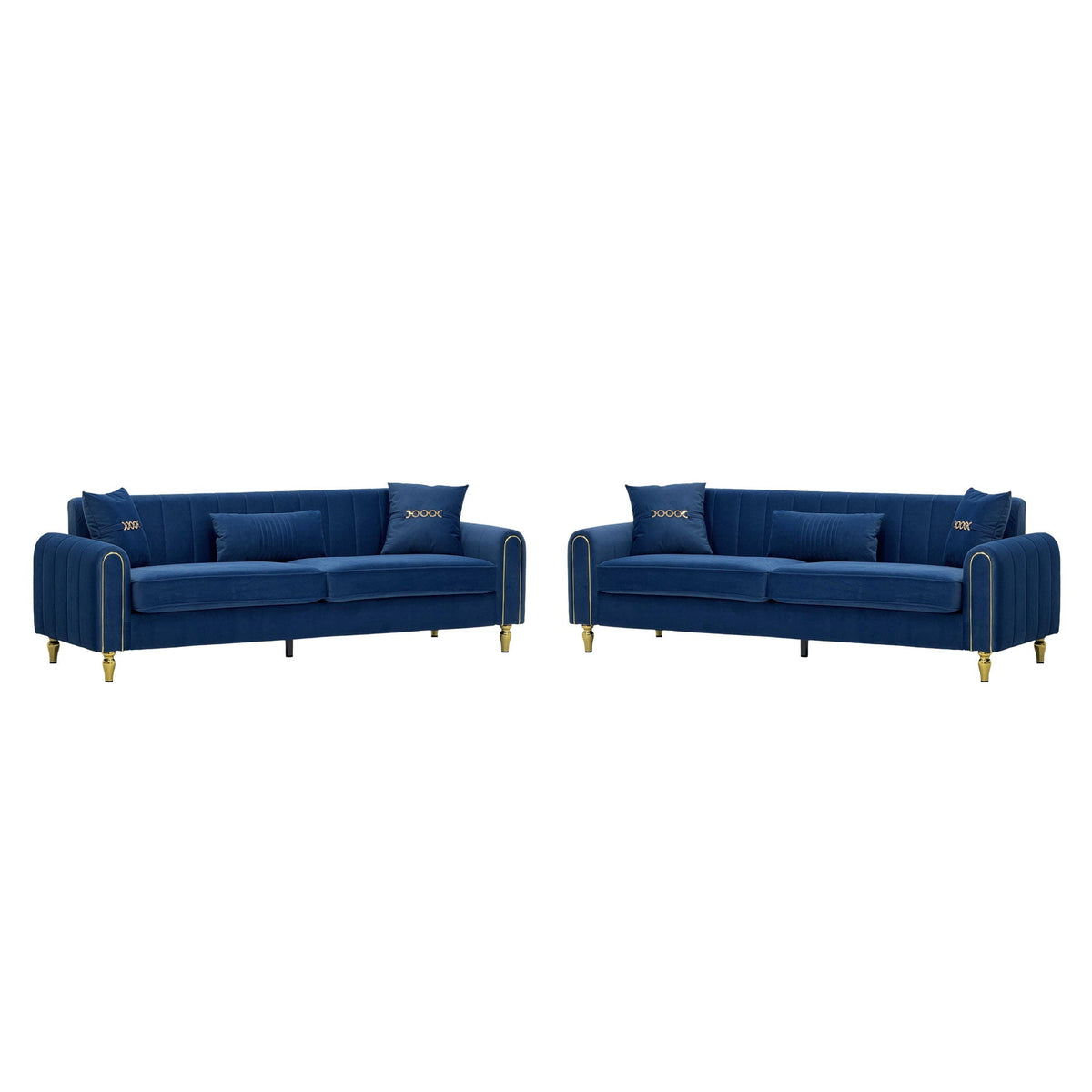 2 Piece Sofa 3 Seater Sofas Set - Blue Home Essentials