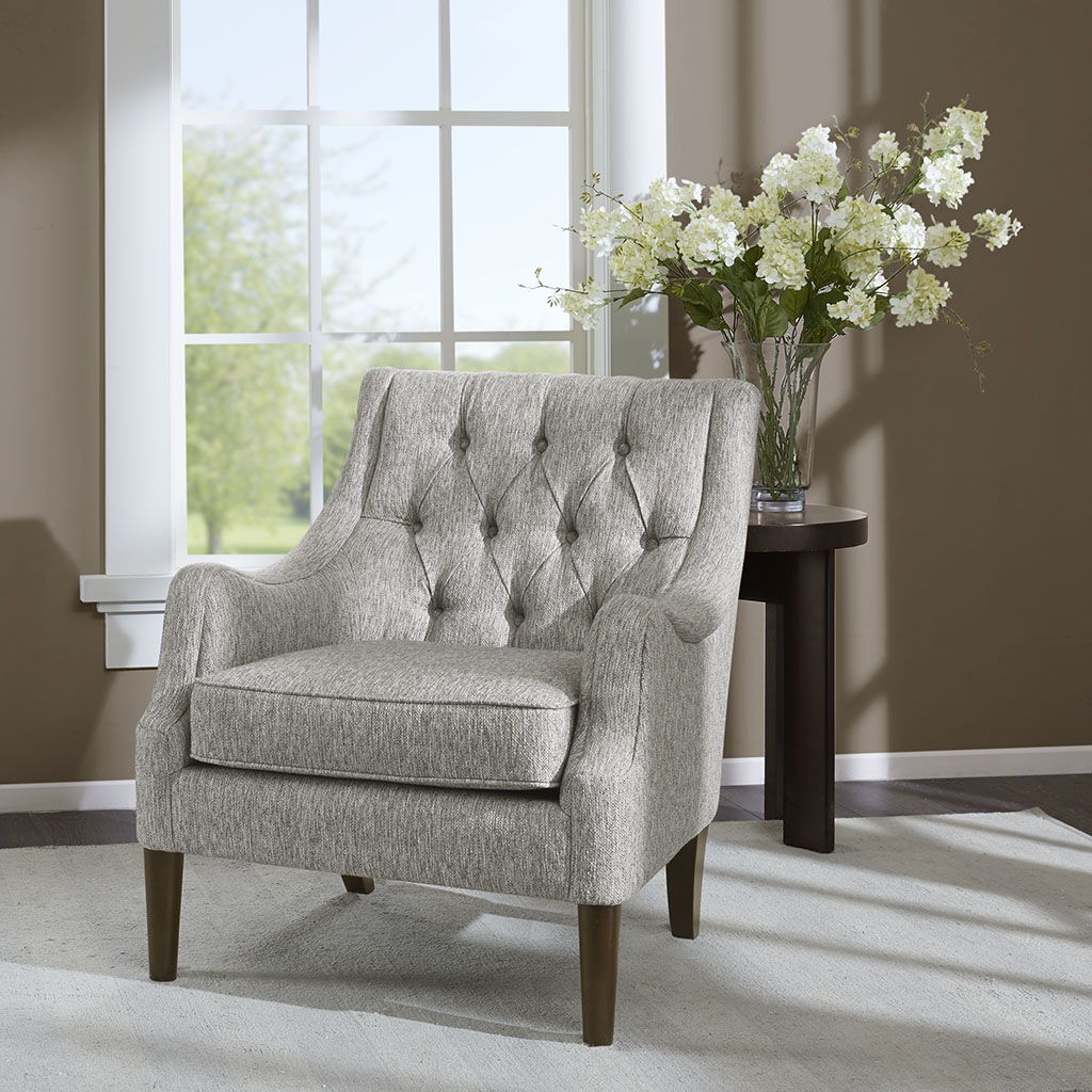 Qwen - Button Tufted Accent Chair - Gray