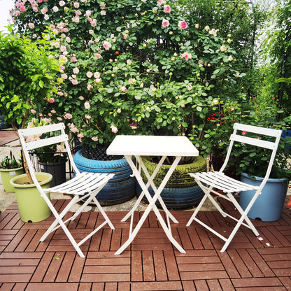 3 Piece Patio Bistro Set Of Foldable Square Table And Chairs Home Essentials