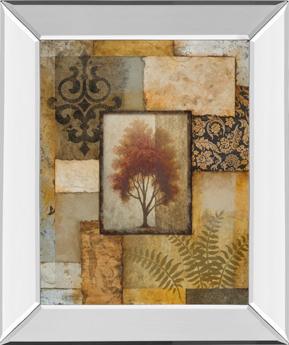 Red Tree Patch - Mirror Framed Print Wall Art - Gold