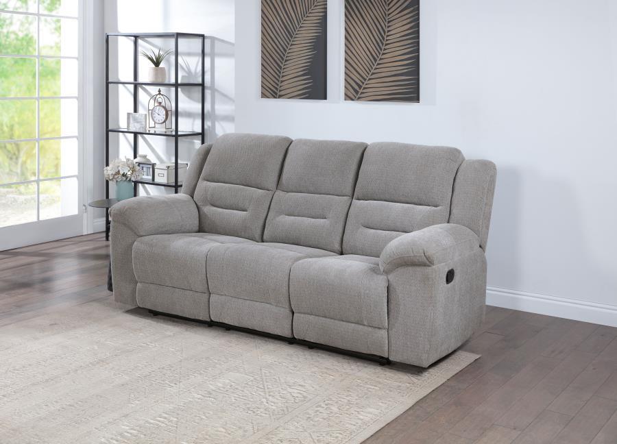 Gilson - Chenille Upholstered Reclining Sofa - Gray Coaster Fine Furniture