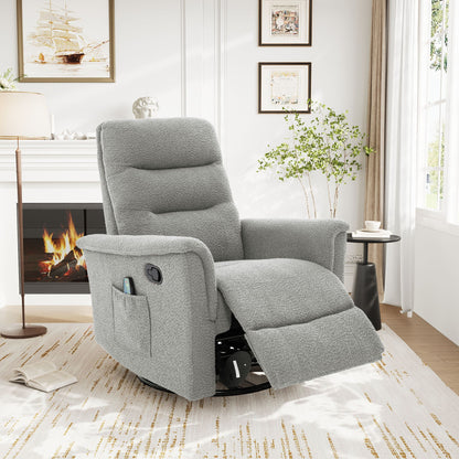Manual Recliner Chair With 8 Point Massage And Swivel Function Noble House