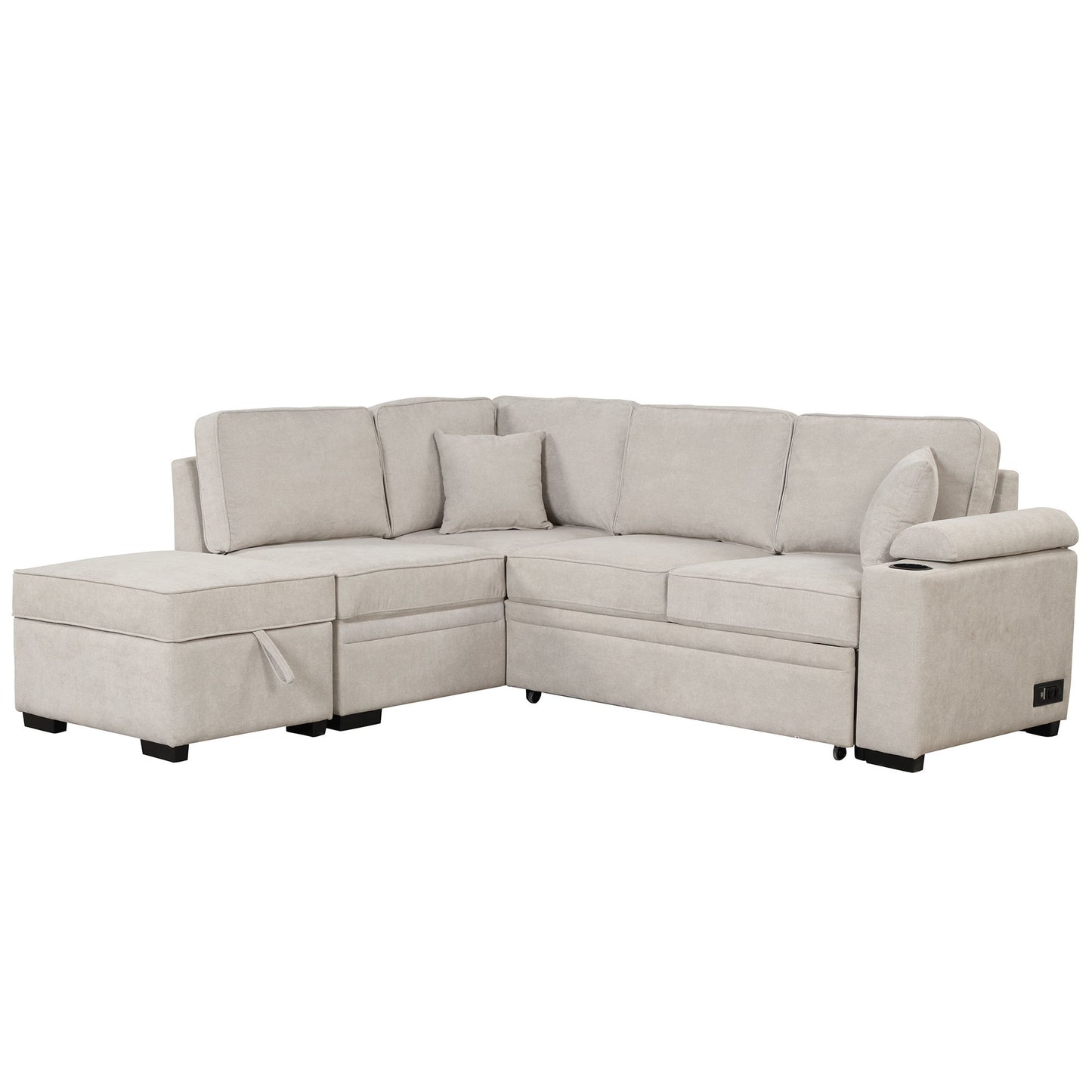 Sleeper Sofa Bed, 2 In 1 Pull Out Sofa Bed L Shape Couch With Storage Ottoman For Living Room, Bedroom Couch And Small Apartment Hearth and Haven