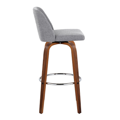 Toriano - Mid Century Modern Fixed Height, Barstool With Swivel With Round Footrest (Set of 2) Lumi Source