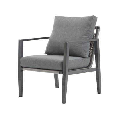 Modern Lounge Chair With Rope Accents And Cushions Noble House