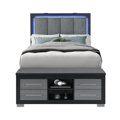 Messa - Bed With Storage Features And LED Lighting Global Furniture USA