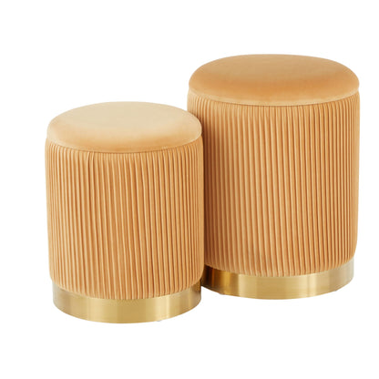 Marla - Contemporary Nesting Pleated Ottoman Set Lumi Source