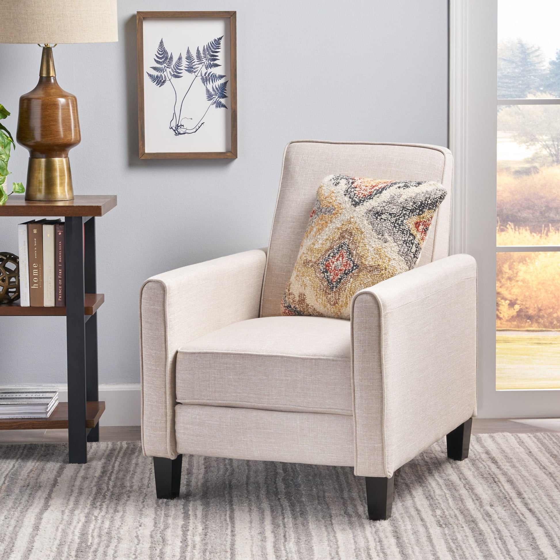 Upholstered Push Back Recliner Chair For Living Room Noble House