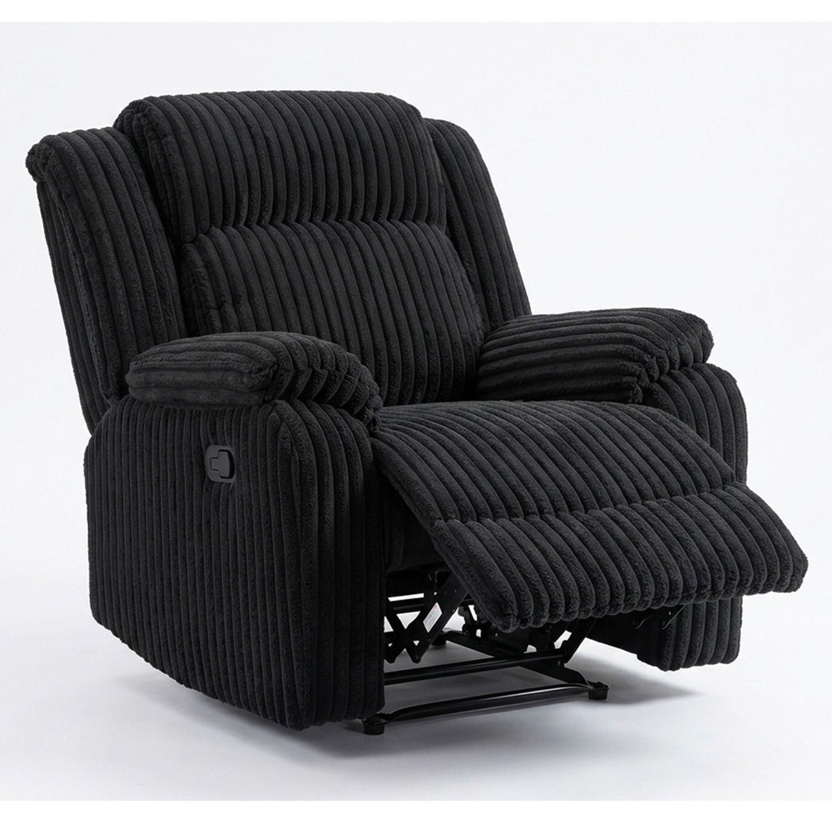 Motion Recliner Chair With Plush Armrests For Living Room, Soft Seat - Black Home Essentials