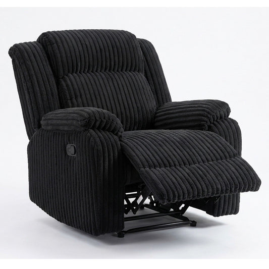 Motion Recliner Chair With Plush Armrests For Living Room, Soft Seat - Black Home Essentials