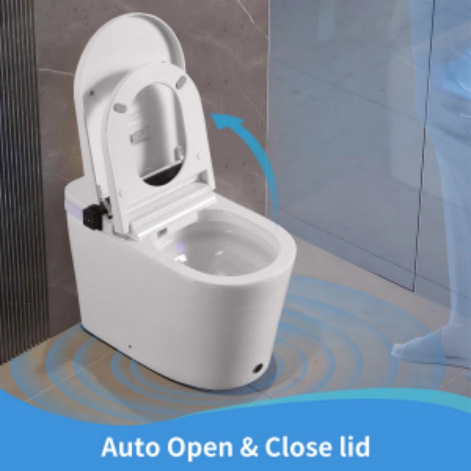 Smart Toilet With Bidet Seat Built In, Auto Open / Close Seat, Foot Sensor, LED Display - White Daily Nest