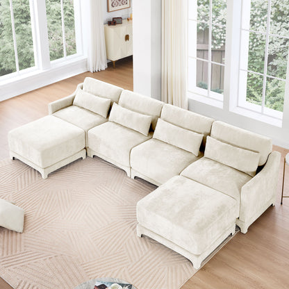 Stylish Sofa With Ottoman And Lumbar Pillows, Ergonomic Design Home Essentials