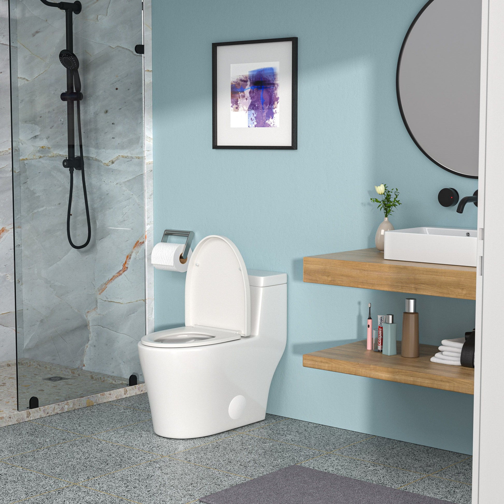 1 Piece Toilet With Soft Closing Seat - White Daily Nest