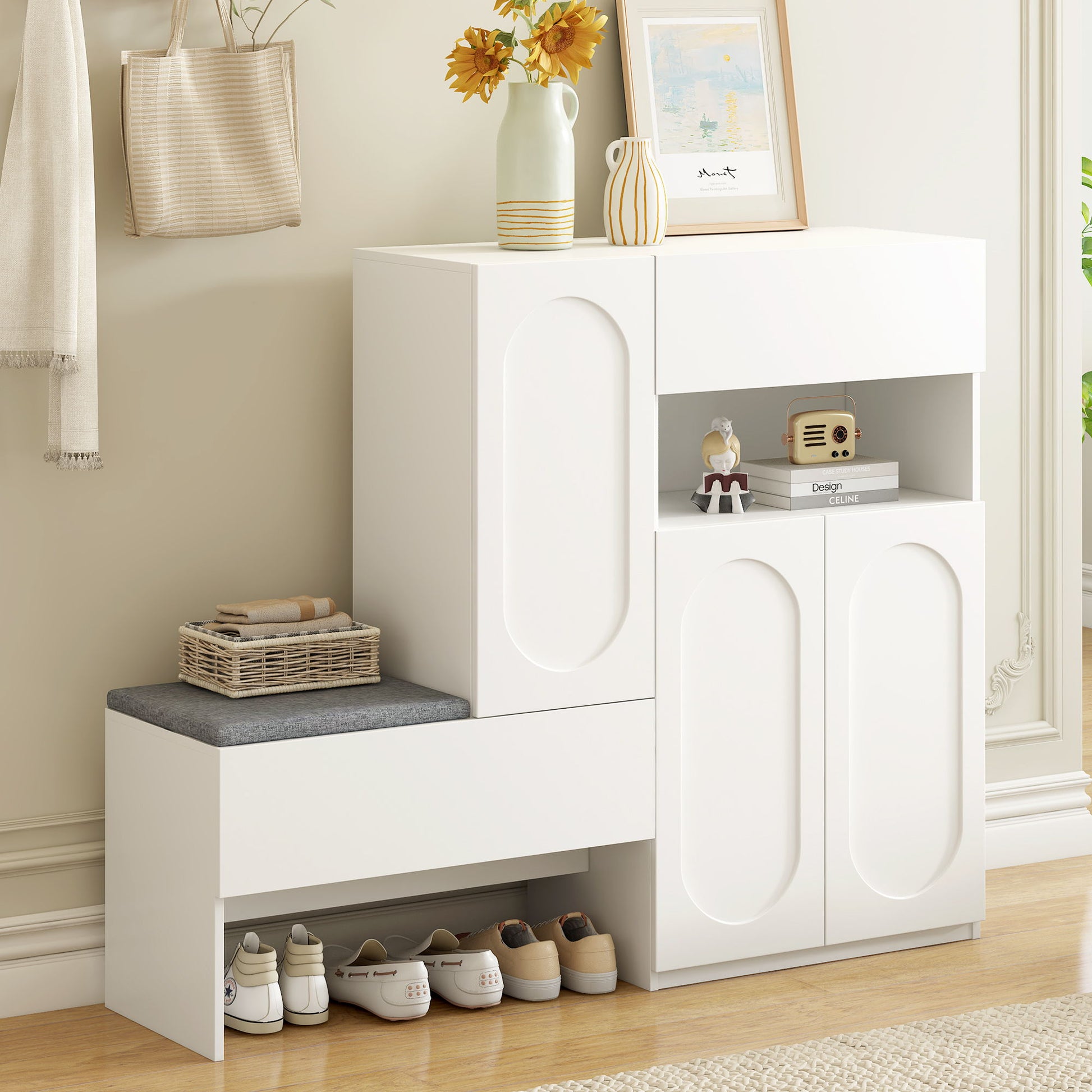 Elegant 2 In 1 Shoe Cabinets With Soft Cushion Versatile Shoe Rack Organizer With Adjustable Shelves Daily Nest